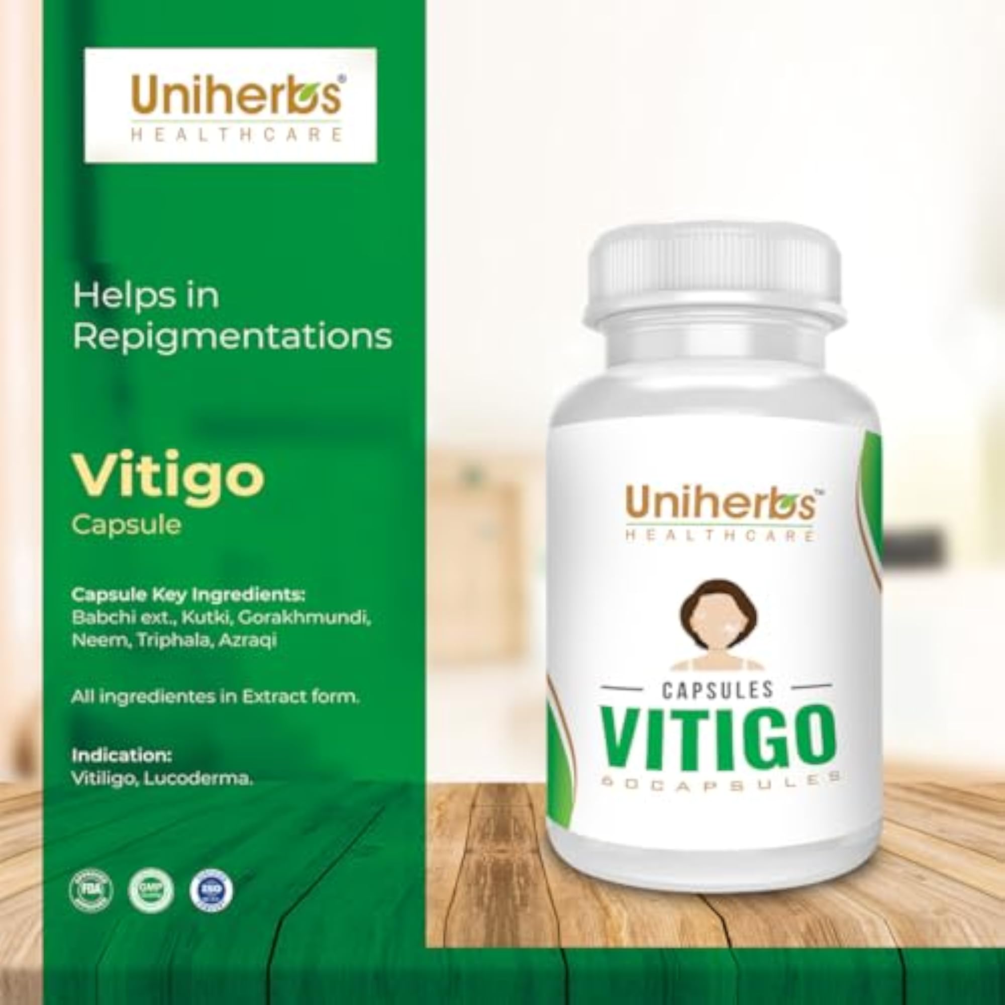 Uniherbs Vitigo Capsule, Ayurvedic Skin Care Supplement